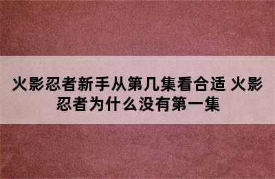 火影忍者新手从第几集看合适 火影忍者为什么没有第一集